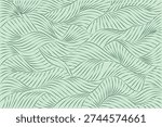 Minimalist Green Tropical Leaf Pattern Background with Elegant Hand-Drawn Line Art, Vector Illustration for Nature-Themed Textures, Wallpaper, and Modern Graphic Design Projects