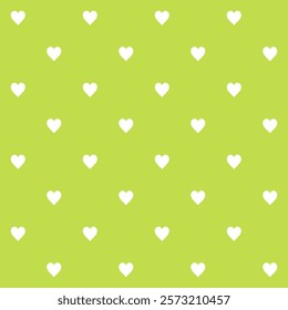 Minimalist Green and White Heart Seamless Pattern