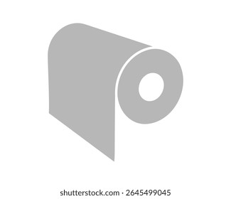 A minimalist grey illustration of a paper roll, symbolizing renewal, simplicity, and fresh starts.