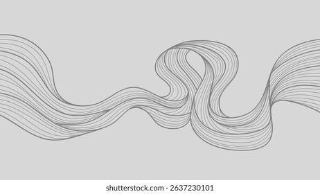 Minimalist Grey Wave Lines on Gray Background.Vector illustration