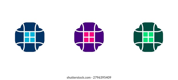 Minimalist Grid Cross Window Logo - Modern Architecture and Technology Branding Icon