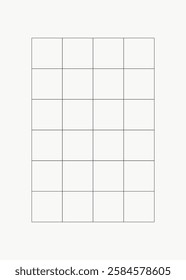 Minimalist grid layout with five rows and four columns on a plain background. Simple grid design for organizing content or creating structured layouts. Vector isolated on white.