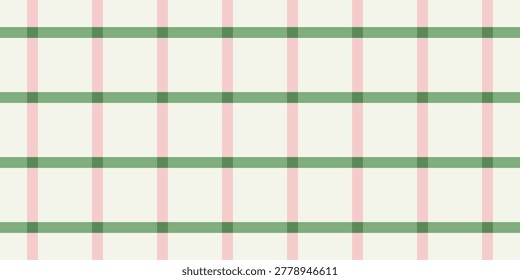 Minimalist Grid Plaid Seamless Pattern, Preppy Christmas Geometric Windowpane Check Vector Background
