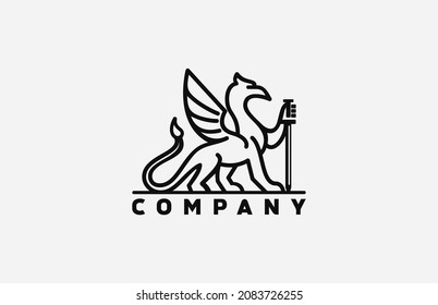 Minimalist Griffin Logo Design Vector
