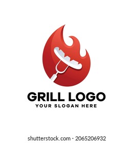 Diseño de logotipo de gradiente de parrilla minimalista