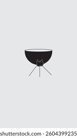 Minimalist Grill Icon on Grey Background, Simple BBQ Grill Illustration, Vector Design, Vector Grill Symbol, Cooking Concept,Modern Grill Graphic for Web and Print,Grill Silhouette, Flat Vector Design