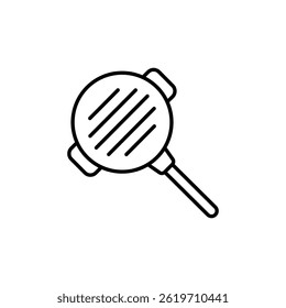 Minimalist grilling pan line icon for culinary and food related illustration