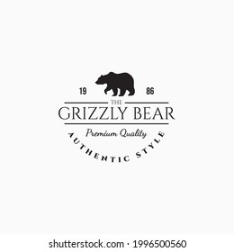 Minimalist grizzly bear logo vector illustration design. Simple vintage bear logo design.