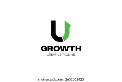 Logotipo de crescimento minimalista com letra U e seta para cima para sua empresa