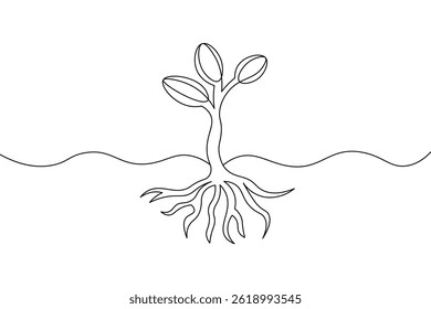 Minimalist Growth plant one line drawing  Potted Plant Line Art Vector Simple Botanical Drawing
