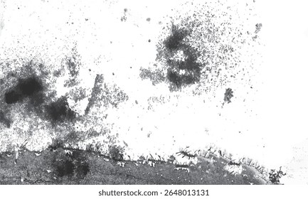 Effet de bordure grunge minimaliste avec une texture mouchetée poussiéreuse. Superposition en Abstrait monochrome avec des particules sombres dispersées sur fond clair, parfaite pour ajouter une bordure subtile altérée.