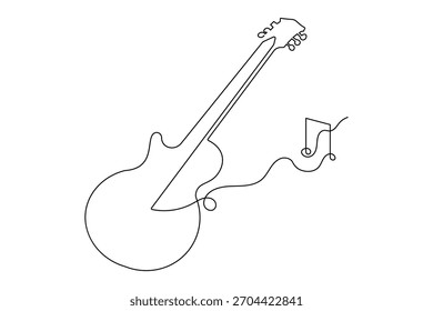 Minimalista guitarra linha contínua desenho ícone símbolo isolar música