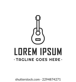 Minimalist Guitar Logo Design.  The use of minimal design elements in the logo gives it a clean and modern aesthetic, suitable for a variety of musical genres and audiences.