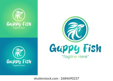 Logotipos de peces guppy minimalistas para marcas creativas