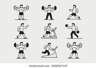 Minimalist Gym Exercises Icon Set