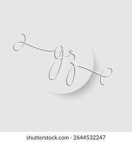 Minimalistischer GZ-Buchstabe Monogramm in Skriptschrift mit Papierausschnitteffekt 