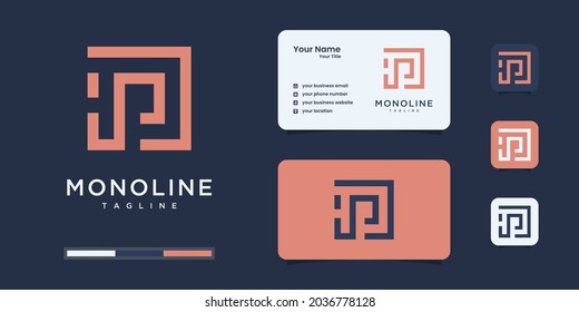 Monograma minimalista con logotipo h y p o h p, alfabeto, letra, inspiración inicial de diseño