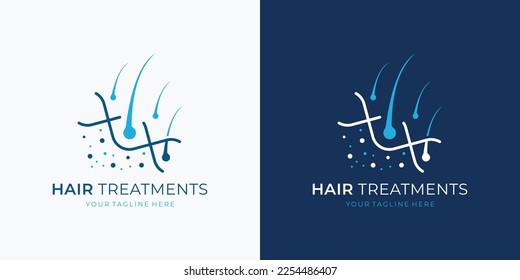 minimalist Hair care dermatology logo design. Hair care treatment. Anti-dandruff flakes for shampoo.