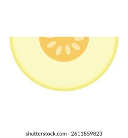 Minimalist half melon slice with seeds . Great for healthy food designs, summer illustrations, diet visuals, packaging