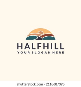 minimalist HALFHILL sunrise garden Logo design