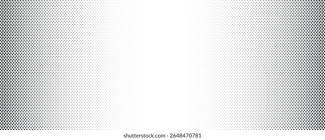 Fondo minimalista de semitono con Pequeños puntos negros dispuestos en una superficie blanca limpia. Patrón punteado clásico de inspiración retro adecuado para Diseño gráfico moderno, impresión y proyectos digitales.