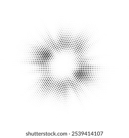 Minimalist Halftone Dot Pattern Radiating with Depth in Black and White Elegant Vector for Product, Marketing, and Decorative Design