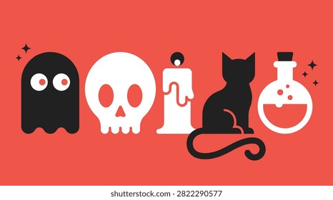 Minimalist Halloween illustration featuring