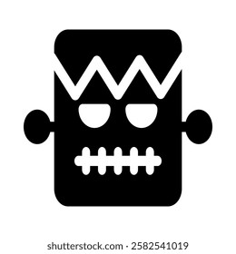 Minimalist Halloween monster icon with bold shapes and eerie eyes, ideal for modern spooky themes.