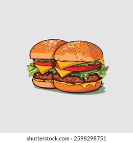 Minimalist Hamburger Illustration for Menu Design