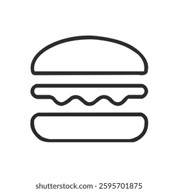 Minimalist Hamburger Vector Icon | Simple Black and White Line Drawing for Food Branding and Digital Design