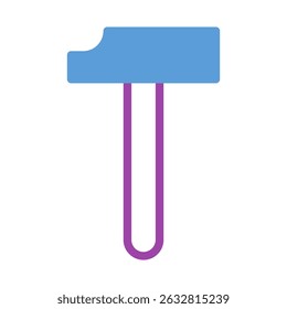 Icono de martillo minimalista que muestra la herramienta de la industria de la construcción en azul vivo y púrpura