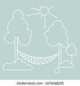 Minimalist hammock line vector illustration