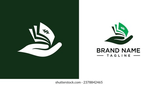 minimalist hand and dollar bill logo 