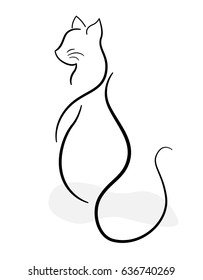 Minimalist hand drawing of a cat 