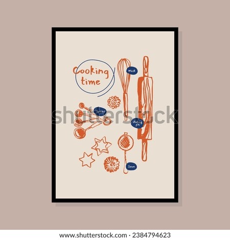 Minimalist hand drawn bakery vector illustration collection. Art for postcards, branding, logo design, background.