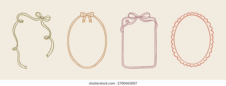 Coleção de borda desenhada à mão minimalista com curvas elegantes, redemoinhos franceses e elementos decorativos. Ótimo para modelos de casamento de outono, cartões de aniversário, ou convites românticos