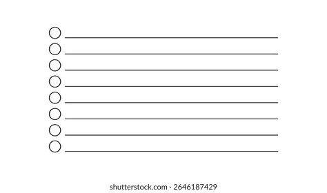 A minimalist hand drawn checklist is seen with seven blank lines and circles on the left for marking progress. The style is simple, clean, and ideal for organization