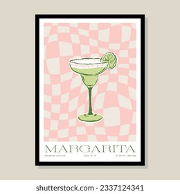 Minimalist hand drawn cocktail poster for wall art collection