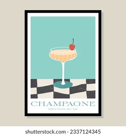 Minimalist hand drawn cocktail poster for wall art collection