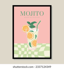 Minimalist hand drawn cocktail poster for wall art collection