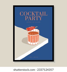 Minimalist hand drawn cocktail poster for wall art collection