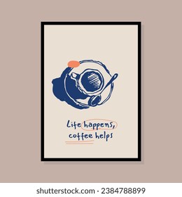 Minimalist hand drawn coffee vector illustration collection. Art for for postcards, branding, logo design, background.