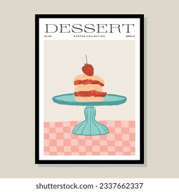 Minimalist hand drawn dessert illustration for wall art collection