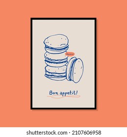 Minimalist hand drawn dessert poster for wall art collection
