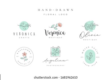 Minimalist hand drawn floral logo