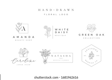 Minimalist hand drawn floral logo