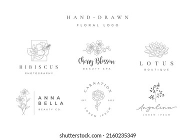 Minimalist hand drawn floral logo