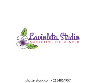 Minimalist Hand Drawn Flower Logo Design Vector