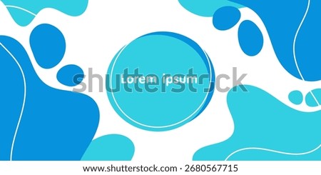 Minimalist hand drawn fluid organic shapes abstract background with wavy lines. blue pastel colors