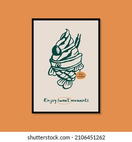 Minimalist hand drawn food poster for wall art collection